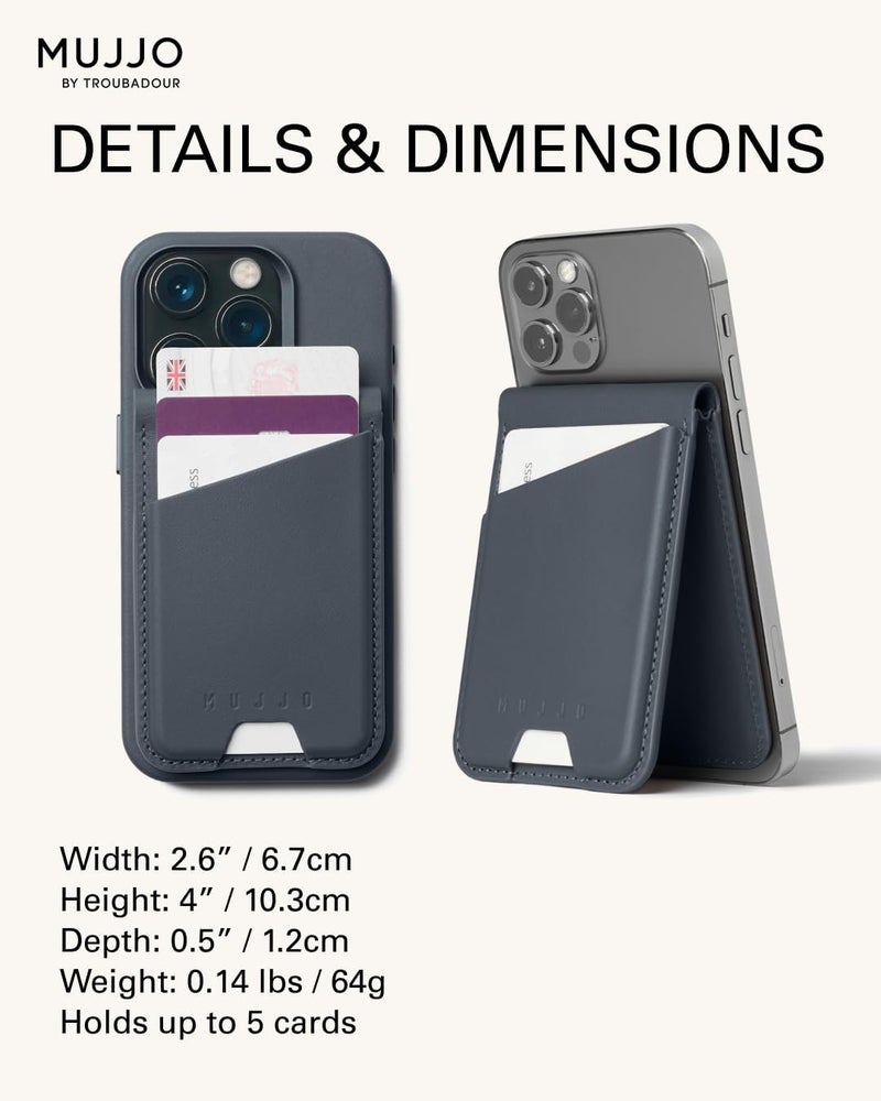 Mujjo Magsafe Compatible Leather Wallet Stand - Basalt Blue - Image 2